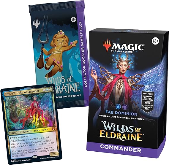 Magic The Gathering Wilds of Eldraine Commander Deck - FAE Dominion (100-Card Deck, 2-Card Collector Booster Sample Pack   Accessories)