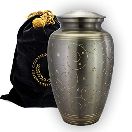Star Light Brass Metal Funeral Cremation Urn for Human Ashes (Large)