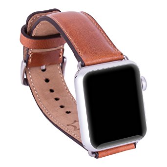 Apple Watch Band, Burkley Case Luxury Genuine Leather Watch Band Strap Bracelet Replacement Wrist Band With Adapter Clasp for iWatch Apple Watch & Sport & Edition- Padded Leather 42mm (Rustic Brown)