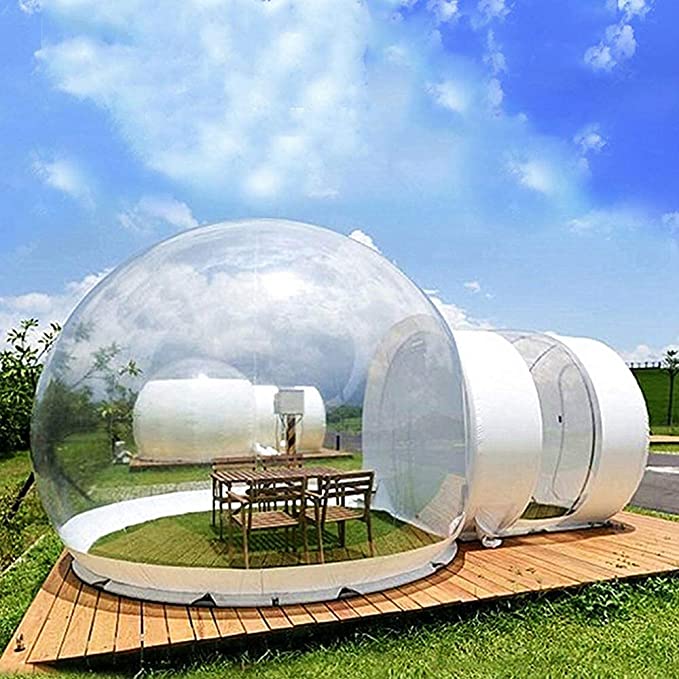 Inflatable Bubble Tent Transparent D-Ring Single Tunnel Bubble House Dome Greenhouse 3-5 People Tent for Camping w/Blower for Indoor/Outdoor Family Backyard Camping Festivals Stargazing