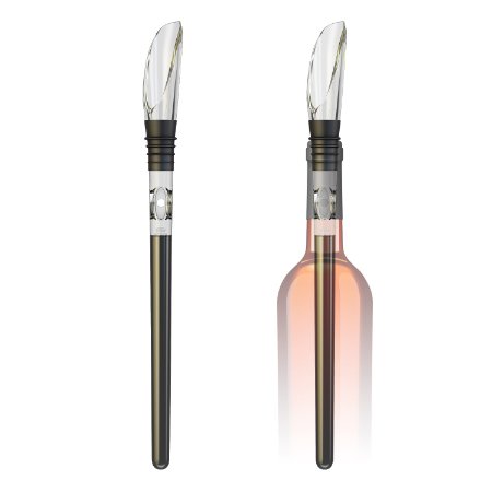Chillz 3-in-1 Wine Bottle Cooler Stick - Best Barware Tool - Stainless Steel Chiller Cooling Rod - Air Aerator and Pourer 1pack