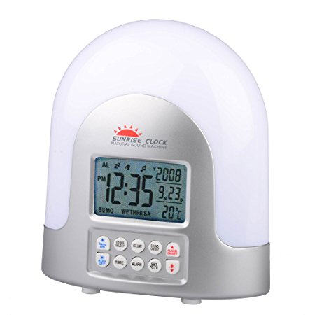 Maxim LED Sunrise Alarm Clock with 10 Natural Sound Alarms, Gradual Light Up