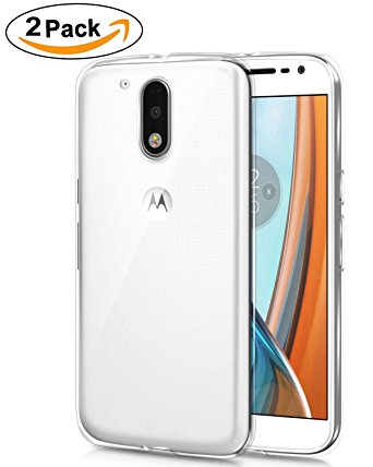 Moto G4 / Moto G4 Plus Case, SupThin (2 Pack) Thin Case Cover TPU Rubber Gel, Transparent Clear Back Case for Motorola Moto G 4th Generation / Moto G Plus (2016), Soft Silicone (Clear)