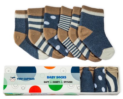 Tiny Captain Baby Socks For Boys and Girls 6 Pairs