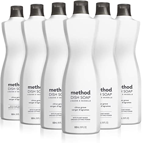 Method Liquid Dish Soap, Citrus Grove, 18 Fl Oz (Pack of 6)