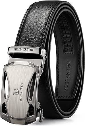 BOSTANTEN Belts Men, Leather Belts For Men Ratchet Dress Belt With Automatic Sliding Buckle