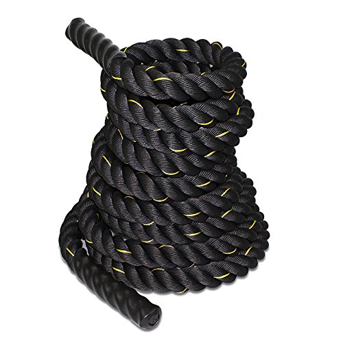 Zeny® Black 1.5"/ 2" Width Poly Dacron 30/40/50ft Length Battle Rope Workout Training Undulation Rope Fitness Rope Exercise