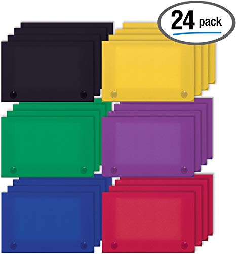 3 x 5 Inch Index Card Case by Better Office Products, 24 Pack, Semi-Rigid Plastic, with Clear Index Dividers, Primary Color Assortment