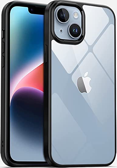 AmazonBasics Ultra Hybrid Camera Protection Back Cover Case for iPhone 14 Plus - (Sides Black|Back Clear)