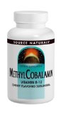 Source Naturals MethylCobalamin Vitamin B-12 Cherry Flavored Sublingual  1mg 120 Tablets Pack of 2