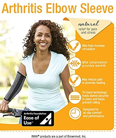 IMAK Arthritis Elbow, Size: Large (13" x 16") – Designed for All-Day Comfort & Performance – Provides Mild Compression – Made of Breathable Material – Tri-Band Technology Keeps Sleeve in Place
