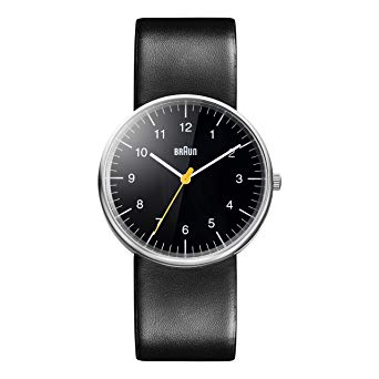 Braun Men's Quartz Three Hand Movement Watch with Analogue Display and Leather Strap