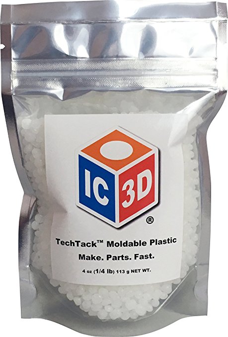 IC3D TechTack High Quality Moldable Plastic Pellets PCL - 4 Oz (0.25 lb) Resealable Bag - Professional Grade Low Temp Melting Plastic