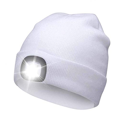 AONAN USB Rechargeable LED Beanie Cap, Ultra Bright Lighting and Flashing Alarm