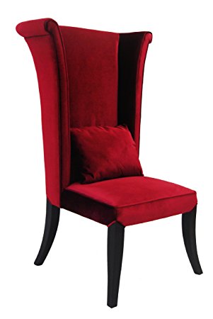 Armen Living Mad Hatter Dining Chair, Red Velvet, 28x31x52