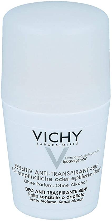 Vichy deodorant roll on, sensitive anti transpirant 48h 50 ml
