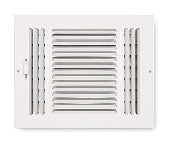 Accord ABSWWH384 Sidewall/Ceiling Register with 3-Way Design, 8-Inch x 4-Inch(Duct Opening Measurements), White