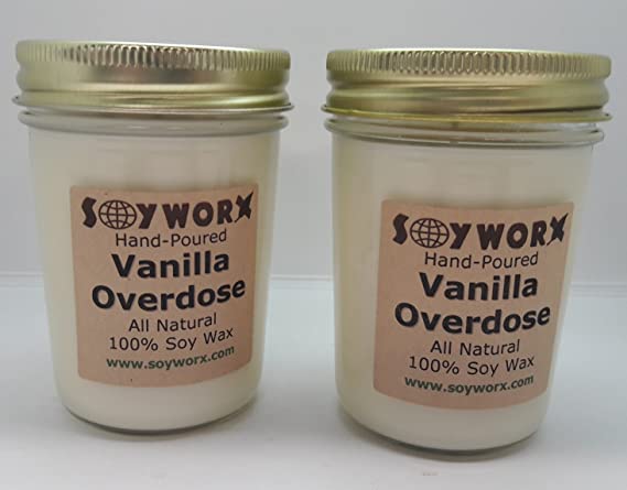Vanilla Overdose 8 oz 100% Soy Wax Candle Pack of (2)