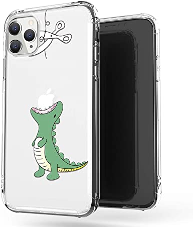 JAHOLAN iPhone 11 Pro Case Clear Cute Design Flexible Bumper TPU Soft Rubber Silicone Cover Phone Case for iPhone 11 Pro 5.8 inch 2019 - Amusing Whimsical Hungry Dinosaur Green