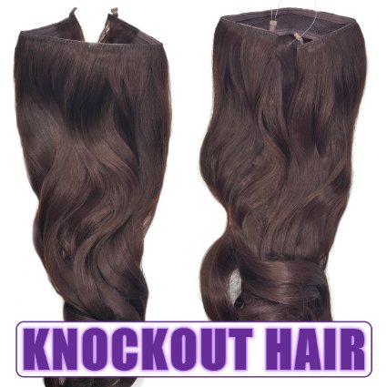 Fits like a HaloSecret Hair Extensions - 20 150 Grams 100 Premium Fiber Wavy Hair - No Clips No glue No Damage Its so EASY By Knockout Hair Medium Red Brown - 33
