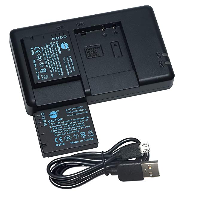 DSTE 2X DMW-BCJ13 Battery   Rapid Dual Battery Charger with Micro USB Cable for Panasonic Lumix DMC-LX5 LX5GK LX5K LX5W LX7 LX7GK LX7K LX7W Camera as DMW-BCJ13E