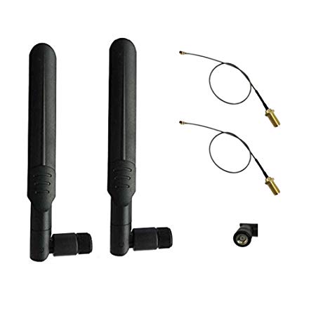 HUACAM HCM21 2 x 8dBi 2.4GHz 5GHz 5.8GHz Dual Band Wireless Network WiFi RP SMA Male Antenna 2x21CM U.FL/IPEX to RP SMA Female Pigtail Cable