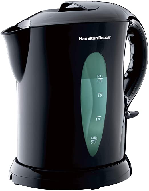 Hamilton Beach Electric Tea Kettle, Water Boiler & Heater, 1.8 L, Cordless, Auto-Shutoff & Boil-Dry Protection, Black (K6080)