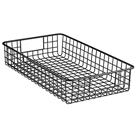 InterDesign Classico Wire Storage Basket with Handles for Organizing Kitchen Cabinets, Pantry – Matte Black