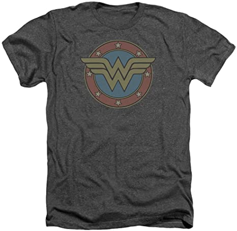 Wonder Woman DC Comics Vintage Emblem Logo Soft Touch Adult Graphic T-Shirt for Men Tee Unisex