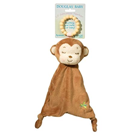 Douglas Baby Lil Sshlumpie Plush Brown Monkey Teether with Blanket
