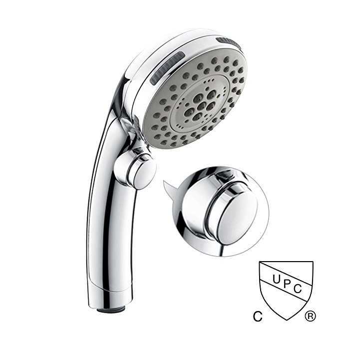 HOMELODY High Pressure Handheld Shower Head Chrome Water Saving Showerhead 5-settings Shower with ON/OFF Pause Switch, Chrome Finish Bathroom Accessories Suitable for Children Puppy , US cUPC Certific