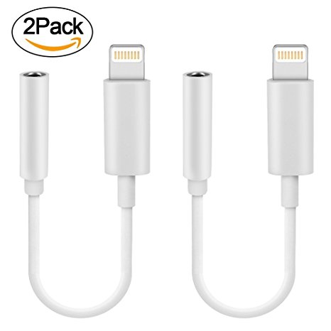 iPhone 7/7Plus Adapter Headphone Jack ,Rusila Lightning to 3.5 mm Headphone Jack Adapter for iPhone 7 / 7 Plus Accessories White [2Pack]