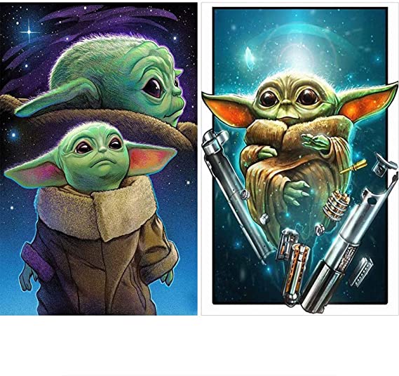 2 Pack 5D Full Drill Diamond Painting Kit, KISSBUTY DIY Alien Diamond Rhinestone Painting Kits for Adults and Beginner Diamond Arts Craft Decor, 15.8 X 11.8Inch (Alien Diamond Painting)