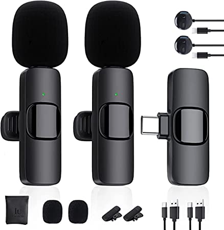 MAYBESTA K9 Dual Wireless Lavalier Microphone Plug and Play, No Need APP & Bluetooth Collar Mic for, iPad, Mac Devices for YouTube, Live Stream & Video Recording