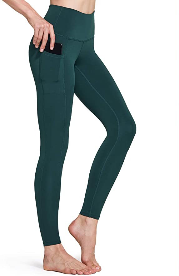 TSLA High Waist Yoga Pants with Pockets, Tummy Control Yoga Leggings, Non See-Through 4 Way Stretch Workout Running Tights