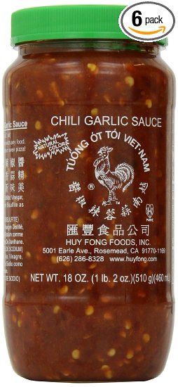 Huy Fong, Chili Garlic Sauce, 18-Ounce Bottles (Pack of 6)