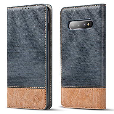 WenBelle Slim Wallet Case for Samsung Galaxy S10  Plus,[Blazers Series] Stand Feature,Double Layer Shock Absorbing Premium Soft PU Color Matching Leather Flip Cases Apply to Galaxy S10 Plus (Blue)