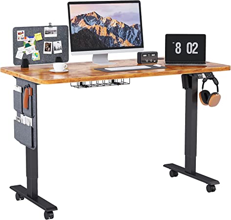 MAIDeSITe Height Adjustable Standing Desk Electric Standing Desk Sit Stand Desk Stand Up Desk with Cable Tray 120 * 60cm Desktop for Home Office