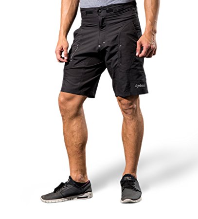 Bpbtti Mens Baggy MTB Mountain Bike Shorts with Removable Biking Bicycle Cycling Padded Liner Short