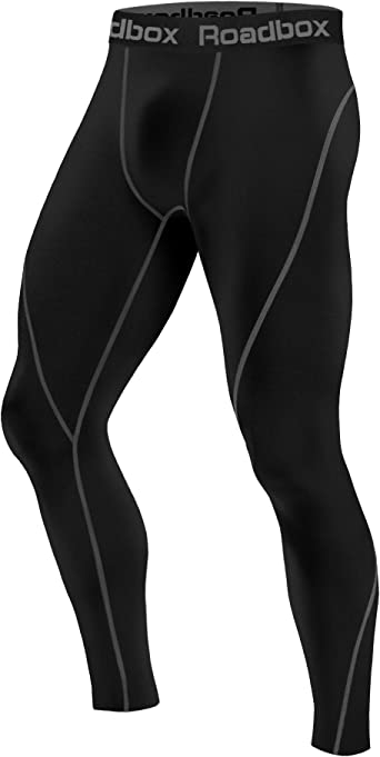 Roadbox Mens Compression Pants Athletic Running Tights Leggings Thermal Base Layer for Workout Gym Basketball