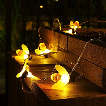 Goodia Battery Operated String Lights, 40 Led Bee Shape String Lights for Garden, Patio, Lawn Decoration (Warm White)