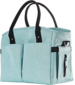 Lunch Box Large Lunch Bag, Thermal Cooling Tote Insulated Lunch Bags with Shoulder Strap for Women Men Adults Kids College Work Picnic Hiking Beach Fishing (Cyan)