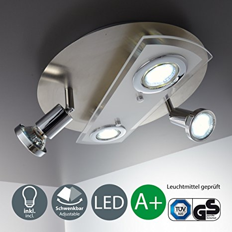 Modern Round LED Ceiling Light with 4 x 3 Watt 4 x 250 Lumen 3000 Kelvin, Warm White [Energy Class A ] IP 20 rated