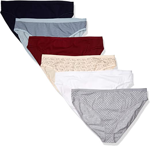 Amazon Essentials Women's Plus-Size 6-Pack Hi-Cut Cotton Stretch Bikini Underwear