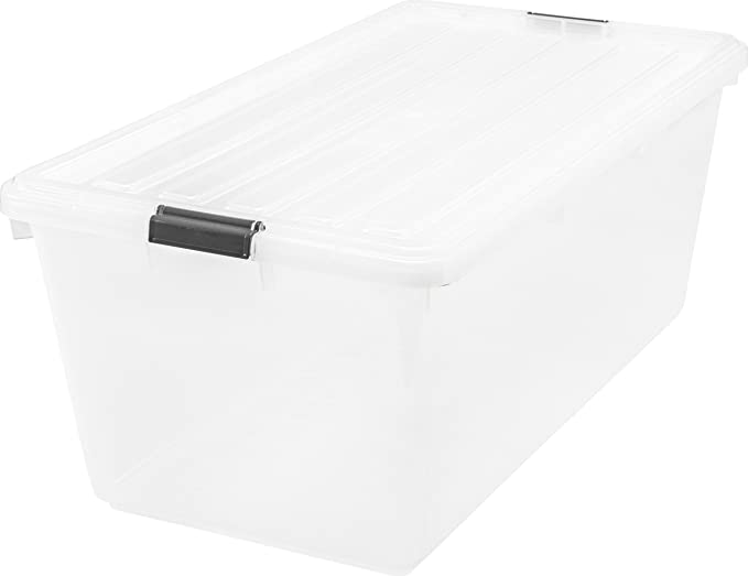 IRIS 91 Quart Buckle Down Storage Box, Clear, Pack of 1