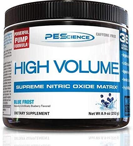 PEScience High Volume, Blue Frost, 36 Scoop, Caffeine-Free Preworkout