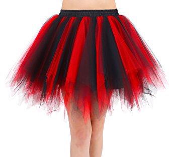 Women's Layered Contrast Tulle Petticoat Ballet Tutu Skirt