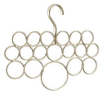 InterDesign Axis Scarf Hanger - Storage Organizer Rack for Scarves, Neck Ties, Belts, Shawls, Pashminas and Accessories - 18 Loops, Pearl Champagne