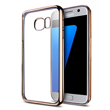 Galaxy S7 Case, Arbalest® Perfect Fit Ultra Slim TPU Silicone Crystal Clear Plating Electroplate Soft Skin Cover case for Samsung Galaxy S7 Smartphone （2016） - Gold