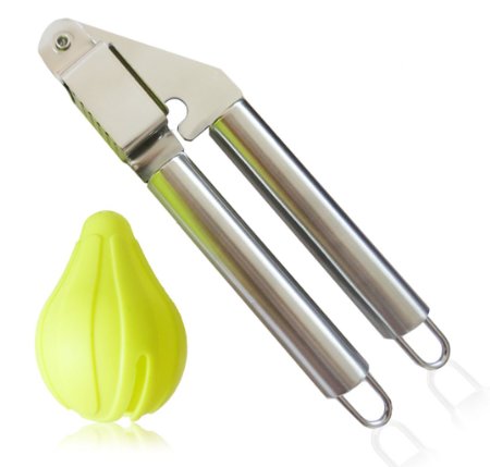 Garlic Press and Peeler Best Set Stainless Steel Kitchen Minced Garlic Cloves Crusher  Silicone Vegetable Peeler Utensils Cooking Tools